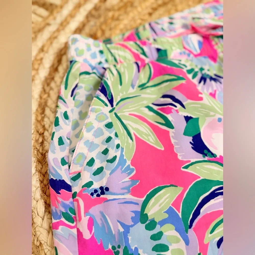 🌾‎ Lilly Pulitzer Pink and Green Drawstring Waist Shorts